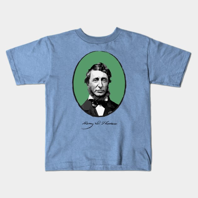 Authors - Henry David Thoreau Kids T-Shirt by PrintablesPassions